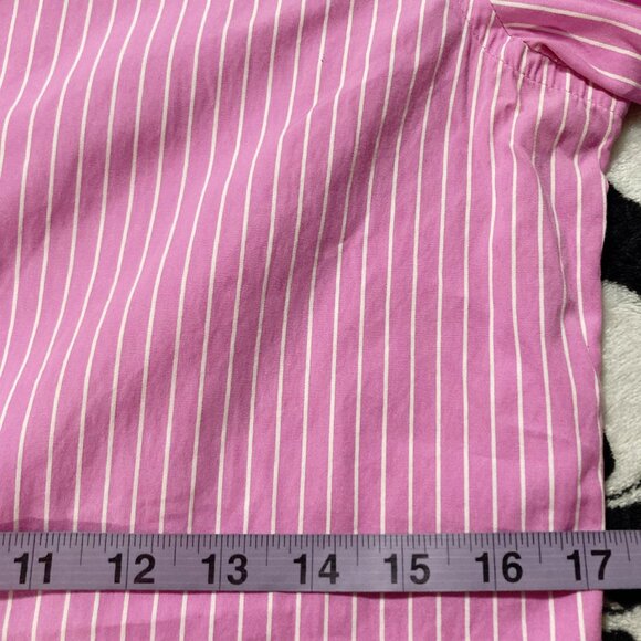 RALPH LAUREN Pink white vertical striped button-down shirt ~ SMALL MEDIUM blouse - Picture 7 of 12